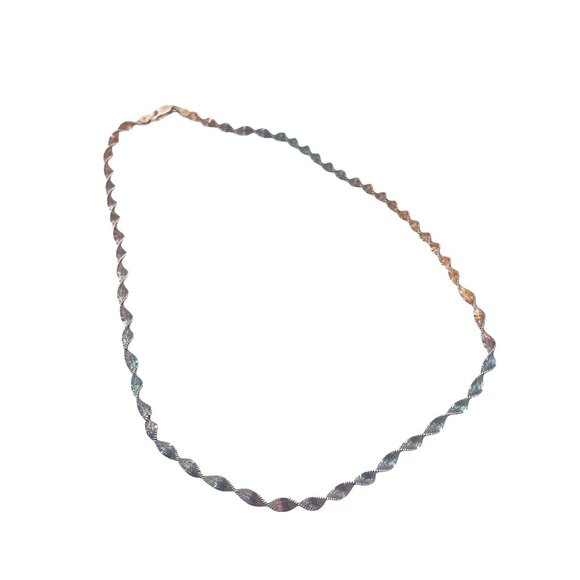 Twisted Chain Made In Italy Necklace 18" With Twist Design In Two-Tone Metal Fin - Picture 4 of 8